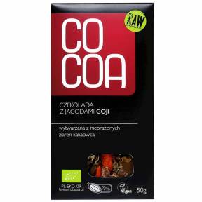 Ciocolata raw-vegana, cu goji, ECO, 50 g, Cocoa