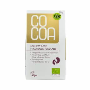 Nuci caju in ciocolata raw cu lapte de cocos ECO 70 g, Cocoa