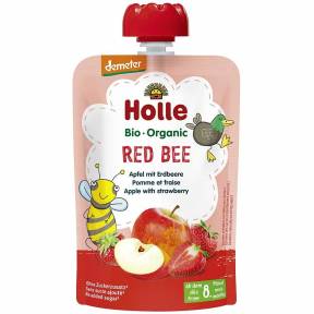 Piure “Red Bee” cu mar si capsuni, Demeter, ECO, 100 g, Holle