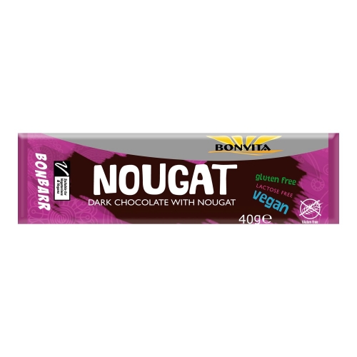 Baton de Ciocolata Neagra cu Nuga, fara gluten, ECO, 40g, Bonvita
