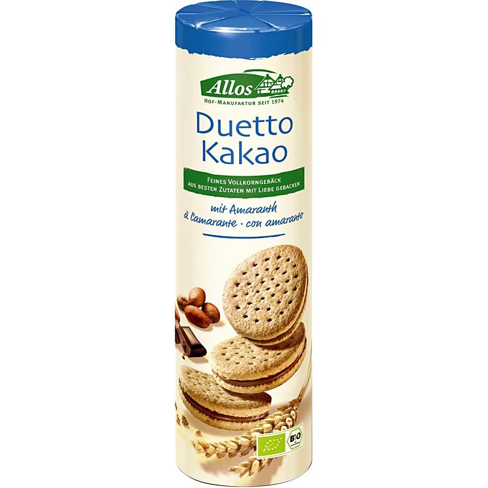 Duetto – Biscuiti sandwich, cu crema de cacao, ECO, 330 g, Allos
